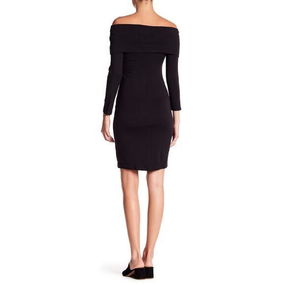 MICHAEL STARS off the shoulder fitted black bodycon party dress LBD Size XS NEW - Picture 4 of 8